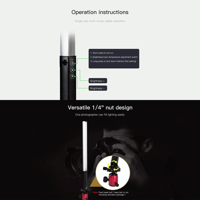 Handheld Led Fill Light For Video 1000Lm Dual Colour Black