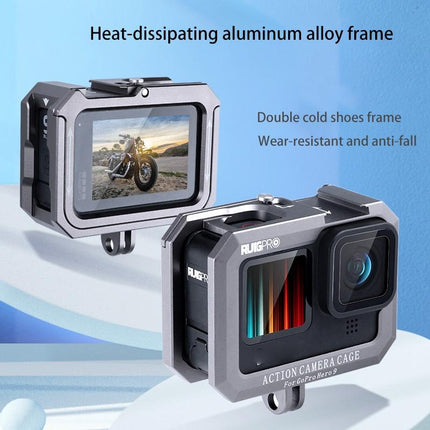 Metal Border Frame Mount For Gopro Hero10 / 9 With Dual Cold Shoes Base