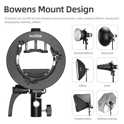 Universal S-Type Flash Bracket For Bowens Mount - Black
