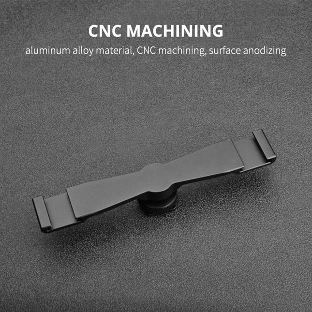 Aluminum Dual Cold Shoe Mount Adapter Extension Bracket - Black