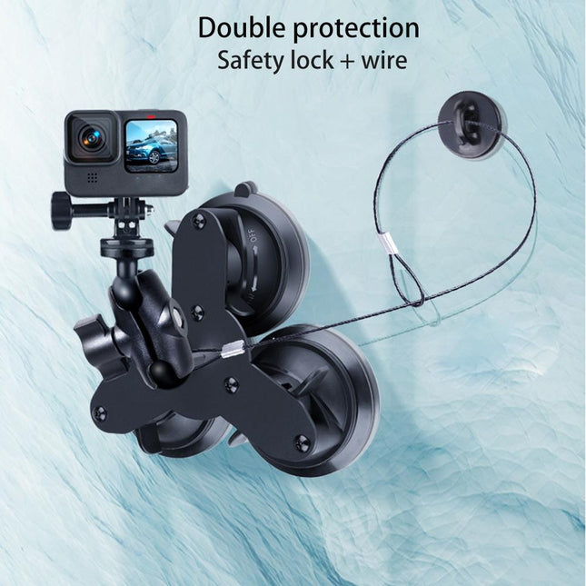 Universal Dual Suction Cup Mount For Action Cameras And Smartphones