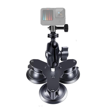 Triangle Suction Cup Mount For Gopro With Tripod Adapter And Phone Clamp