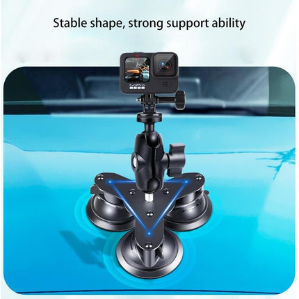 Triangle Suction Cup Mount For Gopro With Tripod Adapter And Phone Clamp