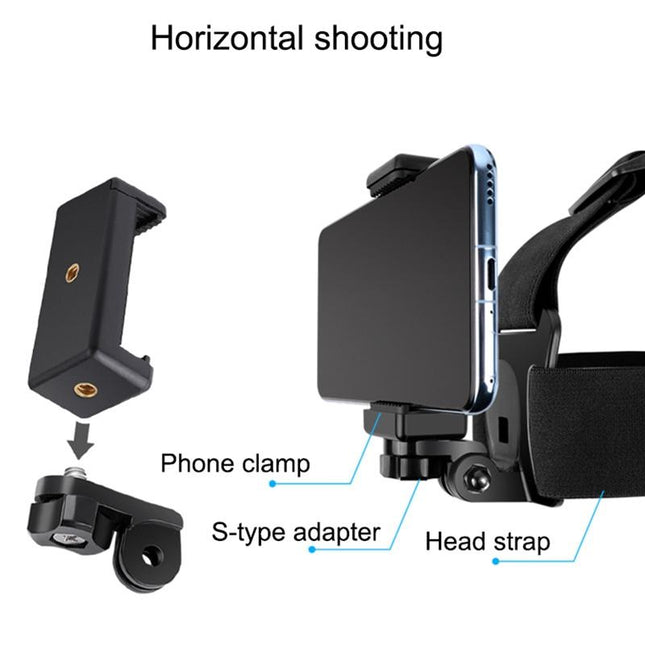 Adjustable Head Strap With Phone Clamp For Gopro And Action Cameras