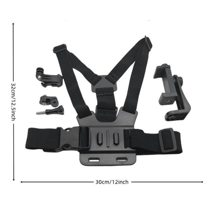 Adjustable Body Mount Belt With Phone Clamp For Action Cameras And Smartphones