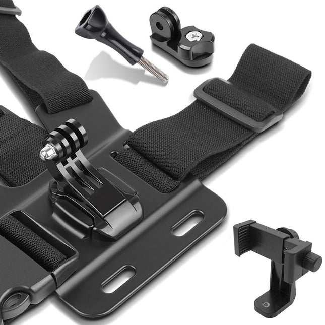 Adjustable Body Mount Belt With Phone Clamp For Action Cameras And Smartphones