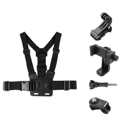 Adjustable Body Mount Belt With Phone Clamp For Action Cameras And Smartphones