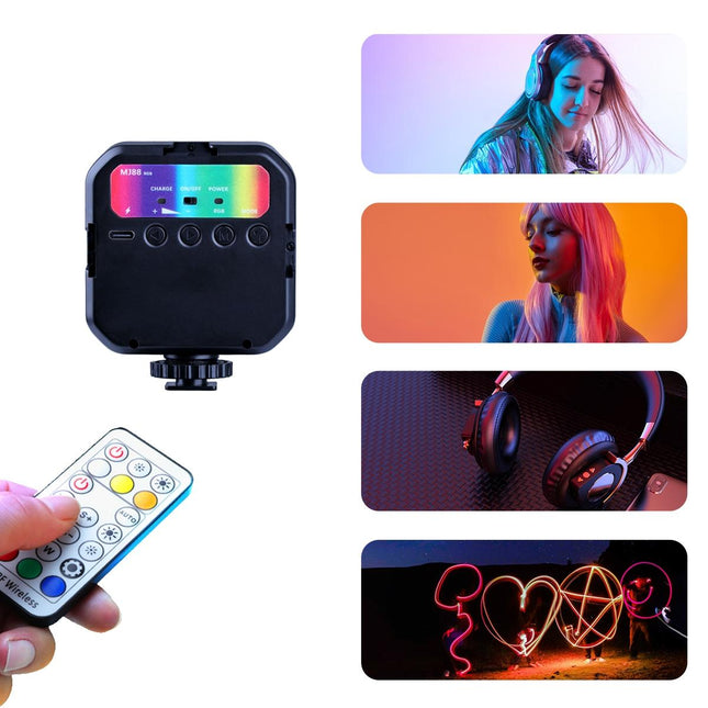 Handheld Camera Led Light With Remote - Full Colour Beauty Fill - Black