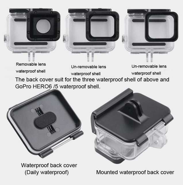 Waterproof Clamp Mount Adapter Kit For Gopro Hero6 / 5 With Back Cover