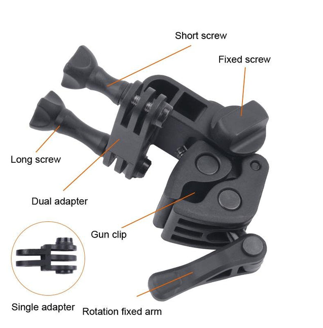 Waterproof Clamp Mount Adapter Kit For Gopro Hero6 / 5 With Back Cover