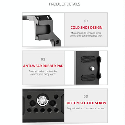 Video Camera Cage Stabilizer For Canon Eos R5 / R6 / R - Black