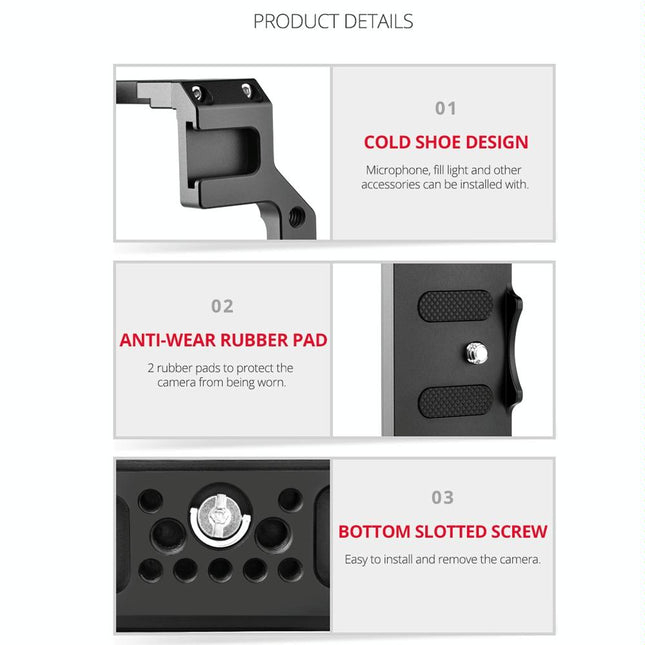 Video Camera Cage Stabilizer For Canon Eos R5 / R6 / R - Black