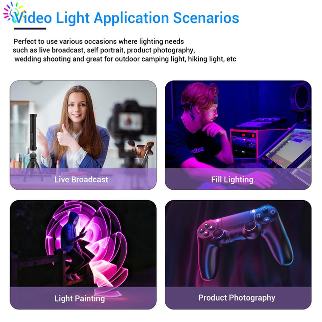 Handheld Rgb Light Stick With Remote & Softbox