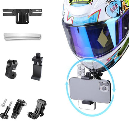 Helmet Mount Kit For Action Camera With Phone Clamp And Adapter