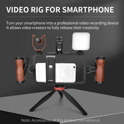 Vlogging Live Broadcast Smartphone Video Rig With Led Light And Mic