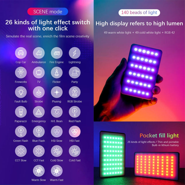 140 Led Rgb Studio Video & Photo Fill Light - Black