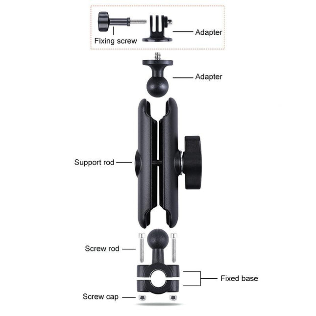 25Mm Ballhead Car Seat Mount For Action Cameras With Phone Clamp And Anti-Lost Case