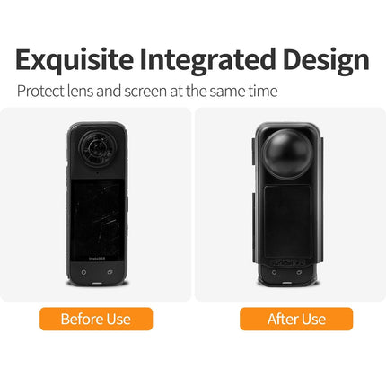 Transparent Black Sunnylife Camera Cover For Insta360 X4 With Integrated Lens Screen Protection