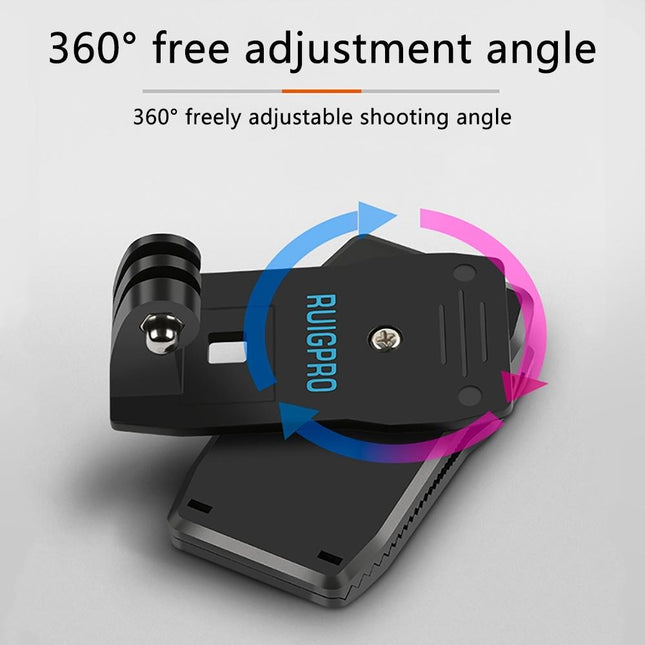 360 Degree Rotation Backpack Mount For Gopro Dji Xiaoyi & Other Action Cameras