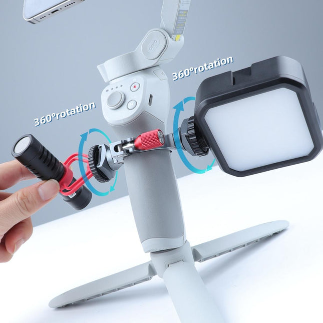 Extension Bracket With Dual Cold Shoe For Dji Om4 / Mobile 3 Stabilizer