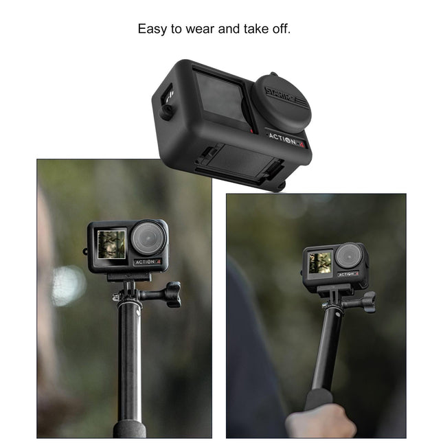 Shockproof Silicone Case With Lens Cap And Strap For Dji Action Camera