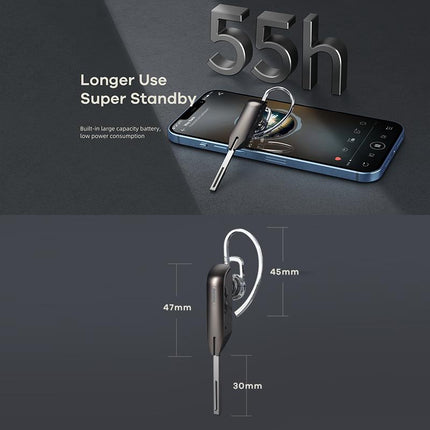 Wireless Metal Bluetooth Earphone With Noise Reduction - Black