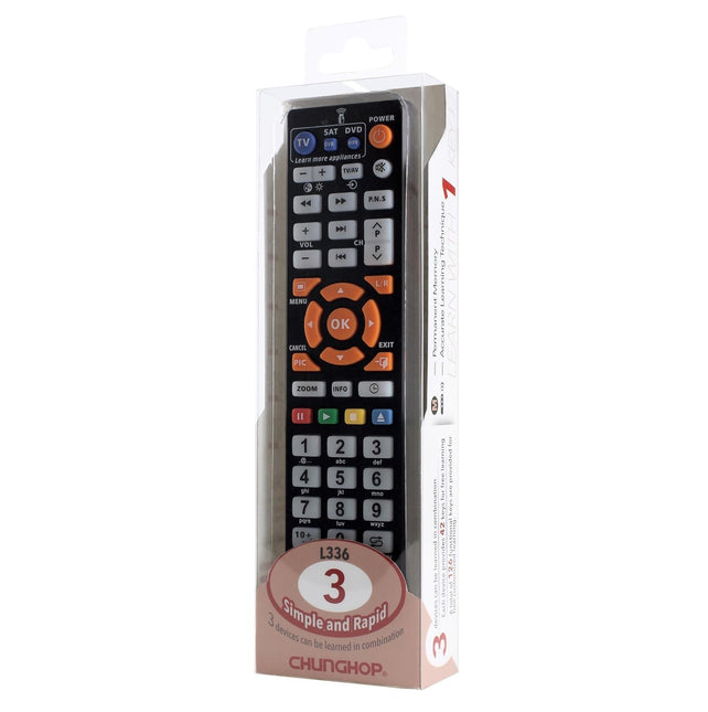 Universal Smart Learning Remote For Tv Cable Dvd - Chunghop L336