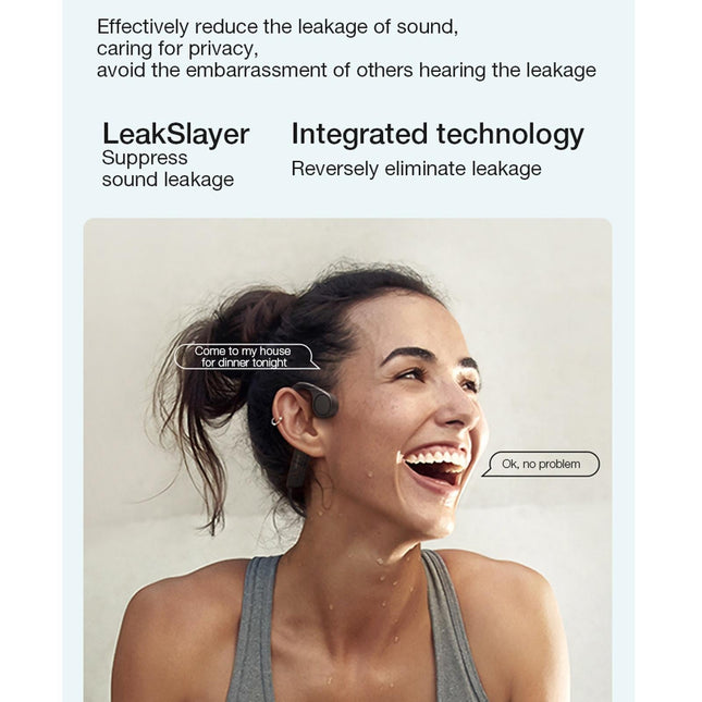 Waterproof Bone Conduction Bluetooth Earphones - Black