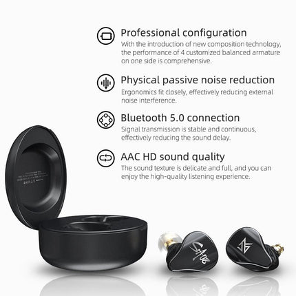 Kz Sa08 Wireless 5Ba Bluetooth Tws Earphones - Black