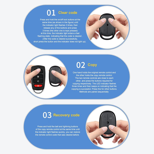 Electric Barrier Garage Door Remote - 4 Button Copy Style - 433Mhz Frequency