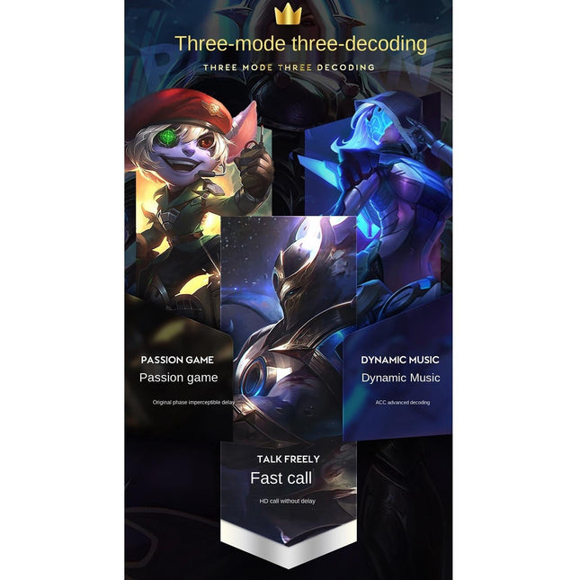 Wireless Gaming Bluetooth Earphones - Black