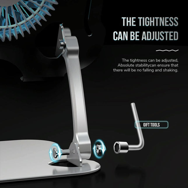Silver Foldable Laptop Bracket With Fan - Space-Saving Design
