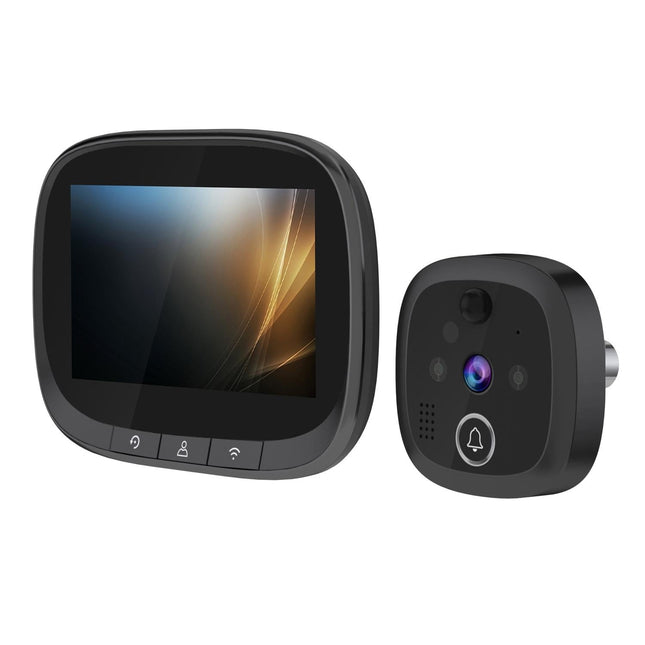 Wireless Video Doorbell With 4.3 Colour Screen And Wifi - Black