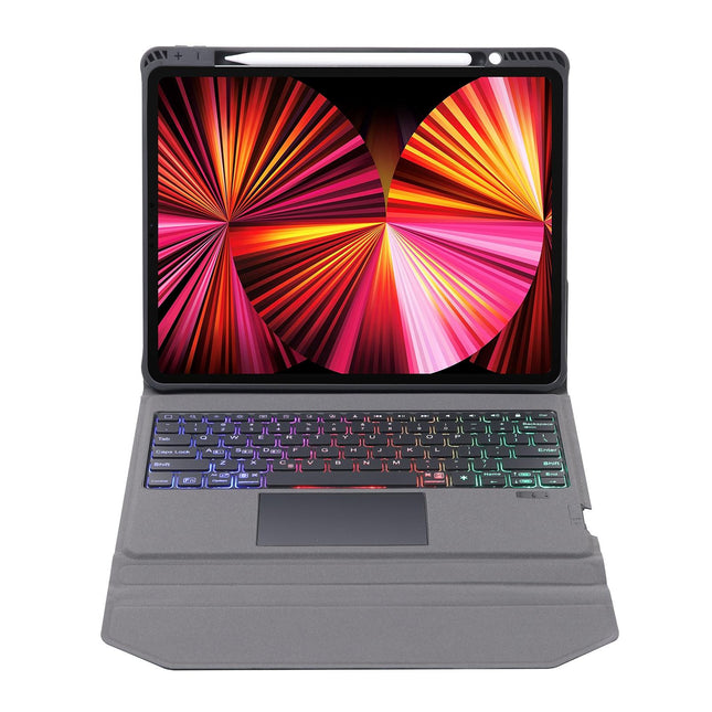 Integrated Bluetooth Keyboard Leather Case For Ipad Pro 11 - Backlit Touchpad Holder - Black