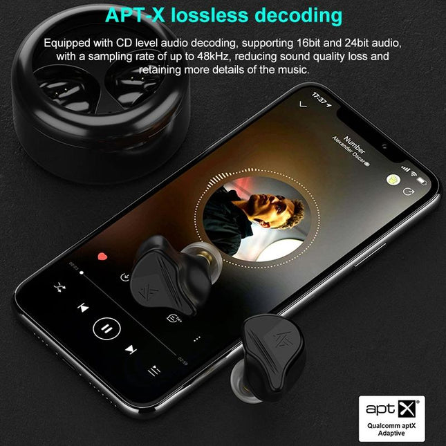 Obsidian Black Kz-Vxs Ten-Unit Coil Iron Bluetooth Earphones For Sports