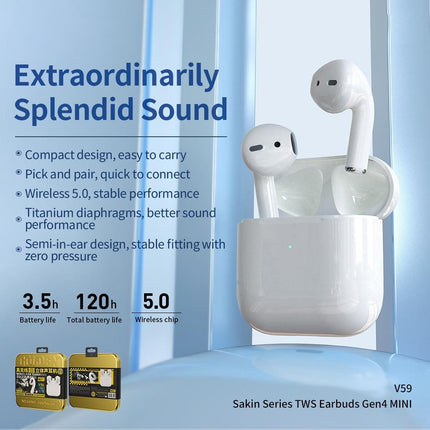 True Wireless Stereo Bluetooth Earphones - V59 Mini Bounty Series