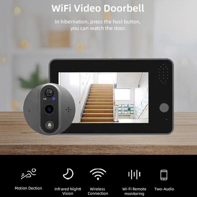 Smart Wifi Doorbell With Night Vision & Motion Detection - 4.3 Inch Screen