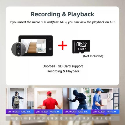 Smart Wifi Doorbell With Night Vision & Motion Detection - 4.3 Inch Screen