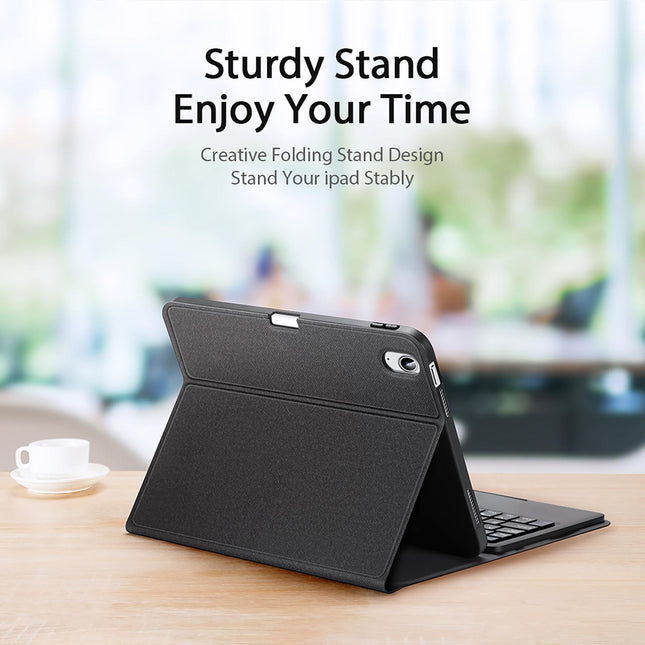 2022 Bluetooth Keyboard Leather Case For Ipad 10.9 With Touchpad & Smart Sleep - Black