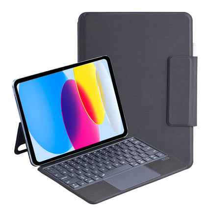 10.9 Ipad 10Th Gen 2022 Bluetooth Keyboard Case - Black Leather With Backlight