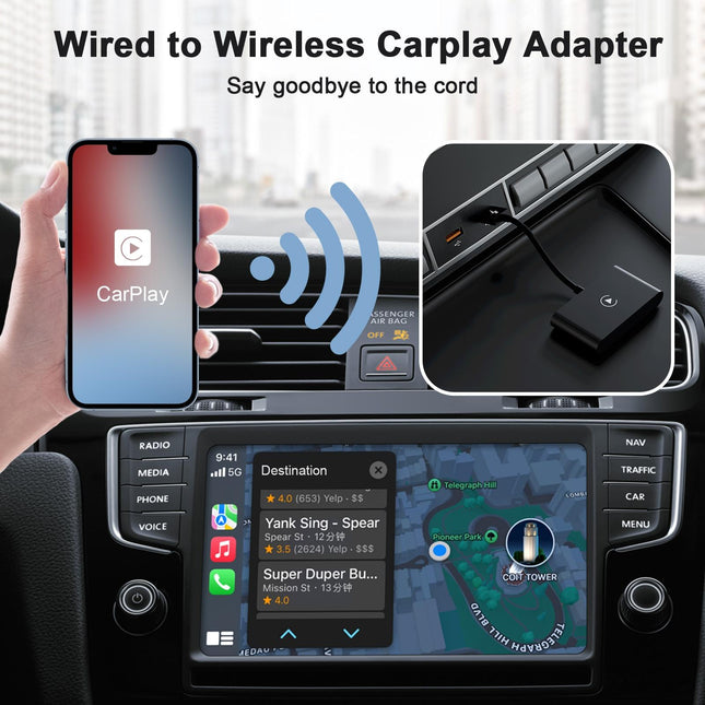 Wireless Carplay Adapter For Iphone - Usb & Usb-C