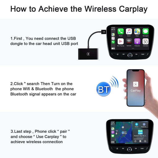 Wireless Carplay Adapter For Iphone - Usb & Usb-C