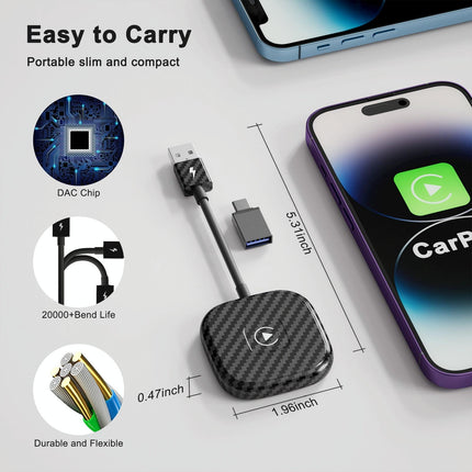 Wireless Carplay Adapter For Iphone - Usb & Usb-C