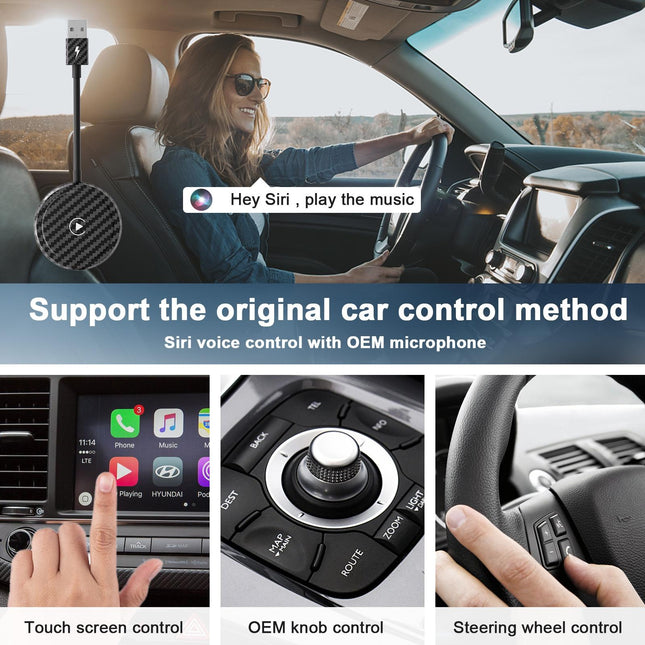 Wireless Carplay Adapter For Iphone - Carbon Fiber Usb & Usb-C