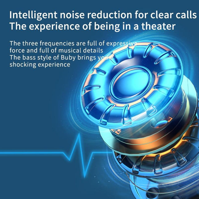 Intelligent Bluetooth Earphones With Digital Display - Black