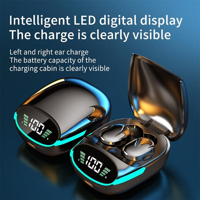 Intelligent Bluetooth Earphones With Digital Display - Black