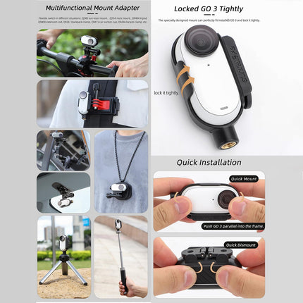 Insta360 Go 3 Protective Frame Cage Mounting Brackets Housing Case