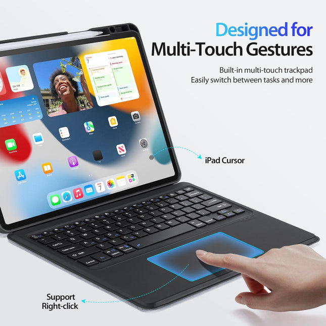 Wireless Bluetooth Keyboard Tablet Case For Ipad Pro 12.9 - Magnetic - Black