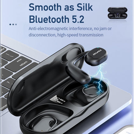 Black T69 Sport Tws Bluetooth Earbuds With Air Conduction