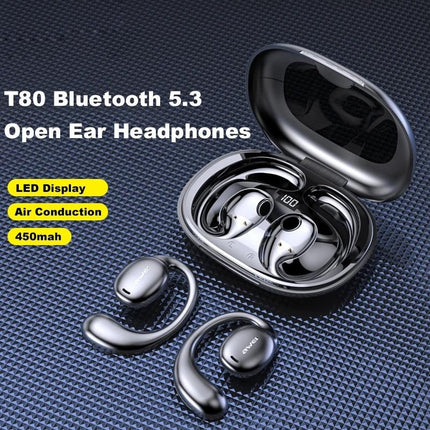Black T80 Sport Tws Bluetooth Earbuds With Air Conduction